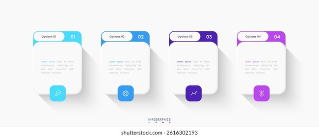 Vector Infographic label design template with icons and 4 options or steps. Can be used for process diagram, presentations, workflow layout, banner, flow chart, info graph.