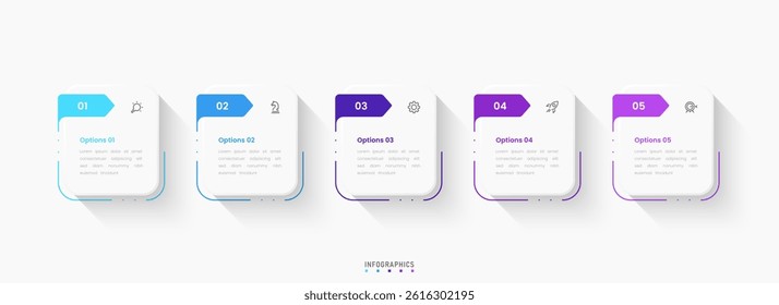 Vector Infographic label design template with icons and 5 options or steps. Can be used for process diagram, presentations, workflow layout, banner, flow chart, info graph.