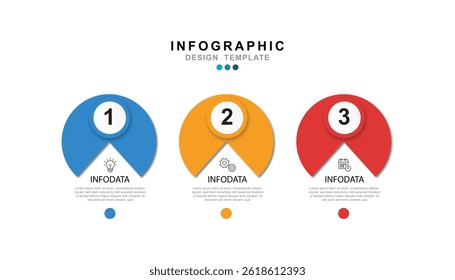 Vector Infographic label design template with icons and 3 options or steps. Can be used for process diagram