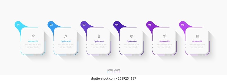 Vector Infographic label design template with icons and 6 options or steps. Can be used for process diagram, presentations, workflow layout, banner, flow chart, info graph.