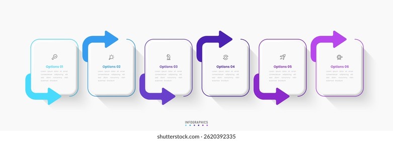 Vector Infographic label design template with icons and 6 options or steps. Can be used for process diagram, presentations, workflow layout, banner, flow chart, info graph.