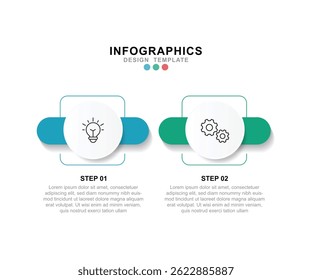 Vector Infographic label design template with icons and 2 options or steps.