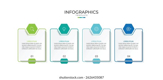 Vector Infographic label design template with icons and 4 options or steps.