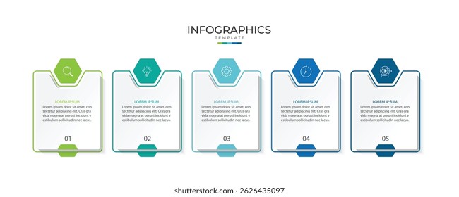 Vector Infographic label design template with icons and 5 options or steps.