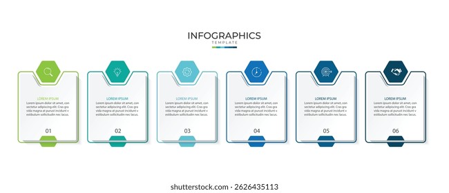 Vector Infographic label design template with icons and 6 options or steps