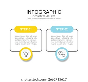 Vector Infografía Plantilla de diseño de etiquetas con iconos y 2 opciones o pasos.
