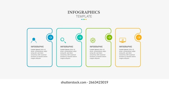 Vector Infografía Plantilla de diseño de etiquetas con iconos y 4 opciones o pasos. Se puede utilizar para el diagrama de proceso, presentaciones, diseño de flujo de trabajo, Anuncio, diagrama de flujo, gráfico de información.