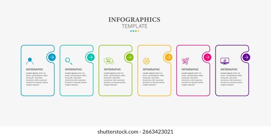 Vector Infographic label design template with icons and 6 options or steps. Can be used for process diagram, presentations, workflow layout, banner, flow chart, info graph.