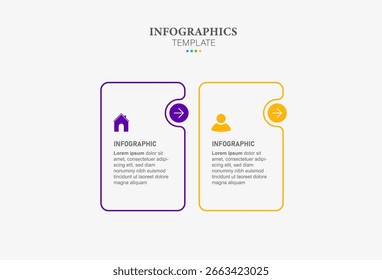 Vector Infographic label design template with icons and 2 options or steps. Can be used for process diagram, presentations, workflow layout, banner, flow chart, info graph.