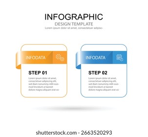 Vector Infographic label design template with icons and 2 options or steps.
