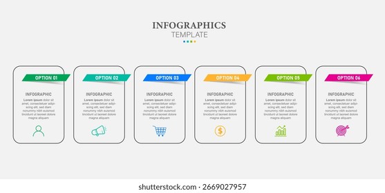 Vector Infographic label design template with icons and 6 options or steps. Can be used for process diagram, presentations, workflow layout, banner, flow chart, info graph.