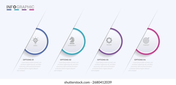 Vector Infografía Plantilla de diseño de etiquetas con iconos y 4 opciones o pasos