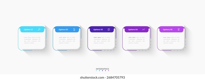 Vector Infographic label design template with icons and 5 options or steps. Can be used for process diagram, presentations, workflow layout, banner, flow chart, info graph.