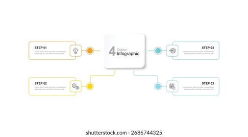 Vector Infografía Plantilla de diseño de etiquetas con iconos y 4 opciones o pasos.