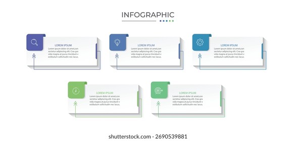 Vector Infografía Plantilla de diseño de etiquetas con iconos y 5 opciones o pasos.