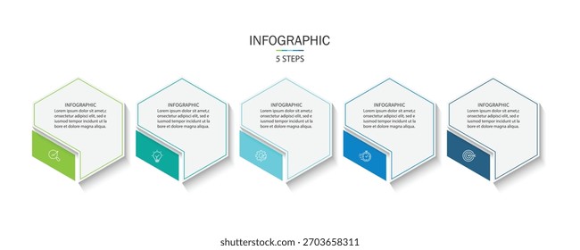 Design-Vorlage für Vector Infografik-Etiketten mit Symbolen und 5 Optionen oder Schritten