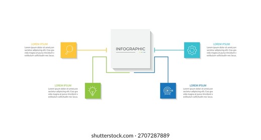 Vector Infografía Plantilla de diseño de etiquetas con iconos y 4 opciones o pasos.