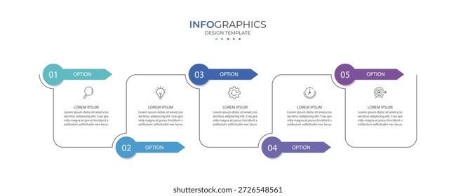 Vector Infografía Plantilla de diseño de etiquetas con iconos y 5 opciones o pasos. Ilustración vectorial.