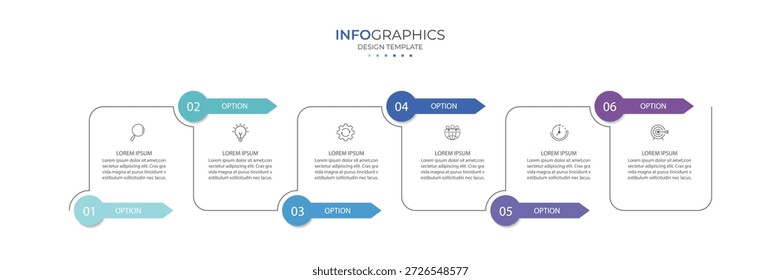 Vector Infografía Plantilla de diseño de etiquetas con iconos y 6 opciones o pasos. Ilustración vectorial.