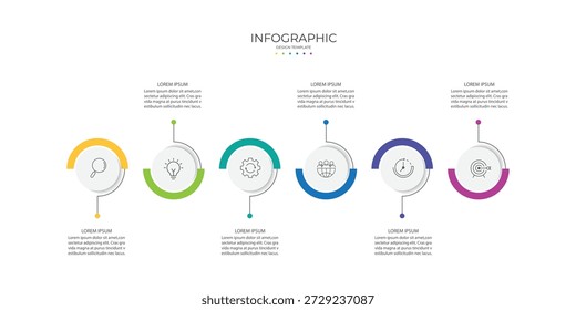 Vector Infographic label design template with icons and 6 options or steps.