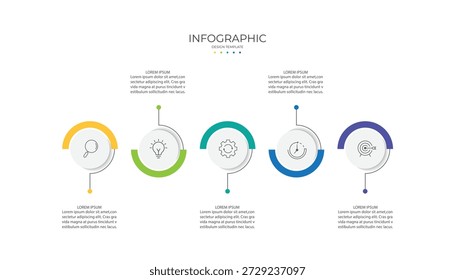 Vector Infografía Plantilla de diseño de etiquetas con iconos y 5 opciones o pasos.