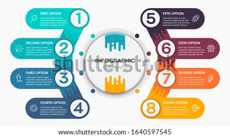 Vector Infographic label design template with icons and 8 options or steps. Can be used for process diagram, presentations, workflow layout, banner, flow chart, info graph.