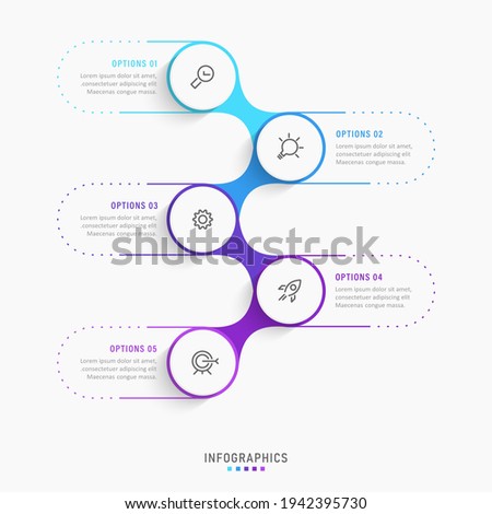 Vector Infographic label design template with icons and 5 options or steps. Can be used for process diagram, presentations, workflow layout, banner, flow chart, info graph. 商業照片 © 