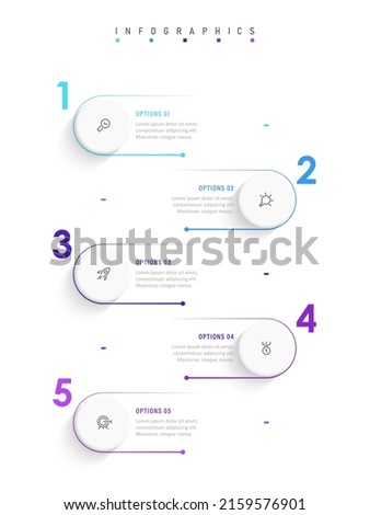 Vector Infographic label design template with icons and 5 options or steps. Can be used for process diagram, presentations, workflow layout, banner, flow chart, info graph.