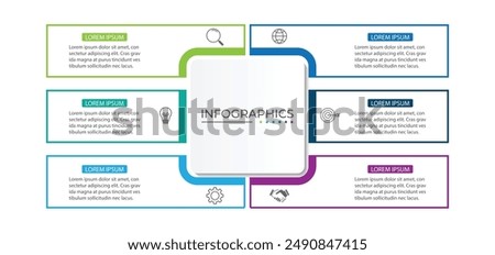 Vector Infographic label design template with icons and 6 options or steps.