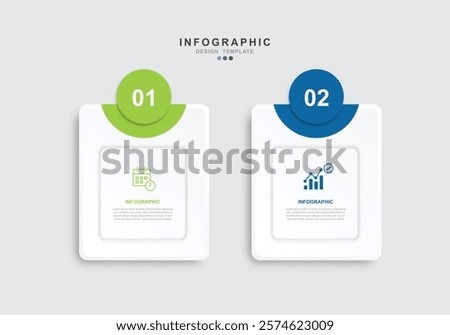 Vector Infographic label design template, with icons and 2 options or steps.