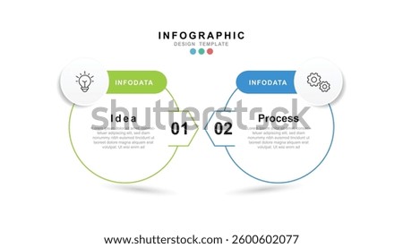 Vector Infographic label design template with icons and 2 options or steps.