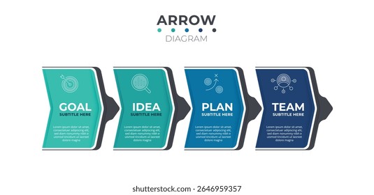 Rótulo infográfico vetorial com ícone. Opções de 4 etapas. Atividade do produto de fluxo de trabalho de negócios do diagrama. apresentação, site, banner