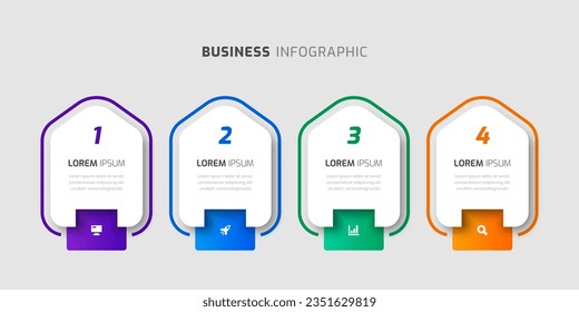 Vektor-Infografische Label-Vorlage mit abstraktem Design, Symbolen und 4 Zahlen für die Präsentation