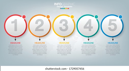 Vector infographic label template with icons and 5 options or steps. 