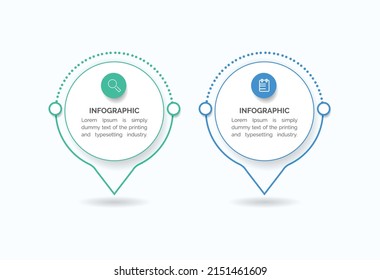 Vector Infographic Label Template With Icons. 2 Options Or Steps. Infographics For Business Concept. Can Be Used For Info Graphics, Flow Charts, Presentations, Web Sites, Banners, Printed Materials.