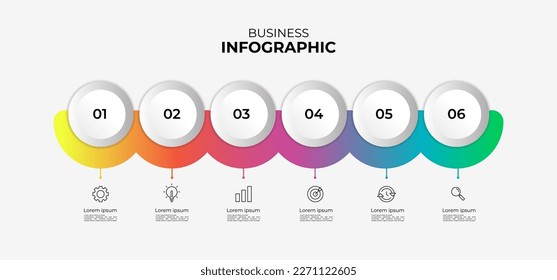 Vector infographic label template with icons. 6 options or steps. Infographic for business concept. Can be used for info graphics, flowcharts, presentations, websites, banners, and more