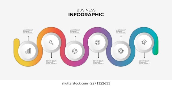 Vector infographic label template with icons. 6 options or steps. Infographic for business concept. Can be used for info graphics, flowcharts, presentations, websites, banners, and more