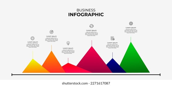 Vector infographic label template with icons. 6 options or steps. Infographic for business concept. Can be used for info graphics, flowcharts, presentations, websites, banners, and more