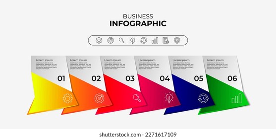 Vector infographic label template with icons. 6 options or steps. Infographic for business concept. Can be used for info graphics, flowcharts, presentations, websites, banners, and more