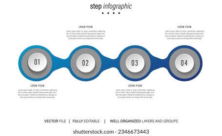 Vector infographic label template with icons. 4 options or steps. Infographics for business concept. Can be used for info graphics, flow charts, presentations, web sites, banners, printed materials.
