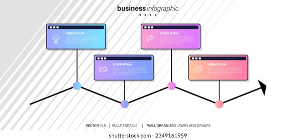 Vector infographic label template with icons. 4 options or steps. Infographics for business concept. Can be used for info graphics, flow charts, presentations, web sites, banners, printed materials.
