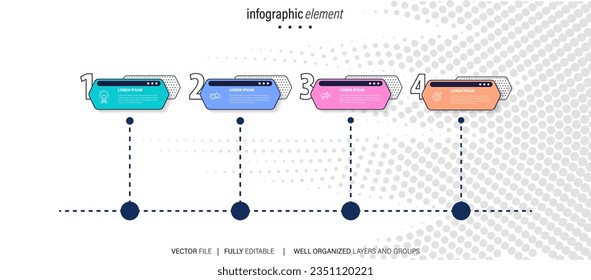 Vector infographic label template with icons. 4 options or steps. Infographics for business concept. Can be used for info graphics, flow charts, presentations, web sites, banners, printed materials.
