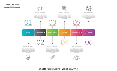 Vector infographic label template with icons. 6 options or steps. Infographics for business concept. Can be used for info graphics, flow charts, presentations, web sites, banners, printed materials