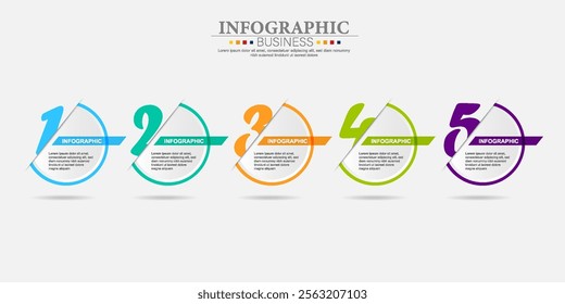 Vector infographic label template with icons. 5 steps number process. Infographics for business concept. Can be used for info graphics, flow charts, presentations, web sites
