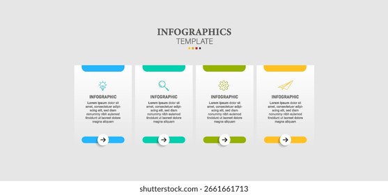 Vector infografía Plantilla de etiquetas con iconos. 4 opciones o pasos. Infografía para el concepto de negocio. Se puede utilizar para infografías, diagramas de flujo, presentaciones, Sitios web, Anuncios, materiales impresos.