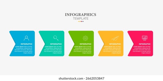 Vector infografía Plantilla de etiquetas con iconos. 5 opciones o pasos. Infografía para el concepto de negocio. Se puede utilizar para infografías, diagramas de flujo, presentaciones, Sitios web, Anuncios, materiales impresos.