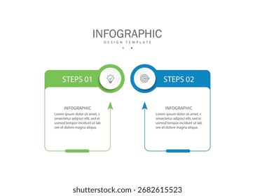 Vector infografía Plantilla de etiquetas con iconos. 2 opciones o pasos. Infografía para el concepto de negocio.