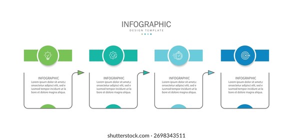 Vorlage für Vektorgrafik-Infografik-Beschriftungen mit Symbolen. 4 Optionen oder Schritte. Infografiken für das Geschäftskonzept.