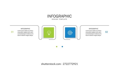 Vector infografía Plantilla de etiquetas con iconos. 2 opciones o pasos. Infografía para el concepto de negocio.