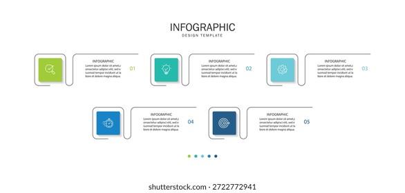 Vector infografía Plantilla de etiquetas con iconos. 5 opciones o pasos. Infografía para el concepto de negocio.